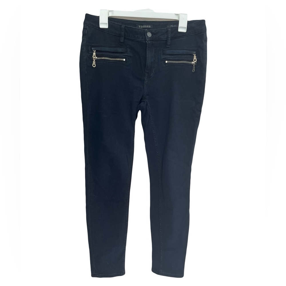 Vigoss Women's Jagger Skinny Jeans Front Zippers Dark Blue Classic Fit W31 L29